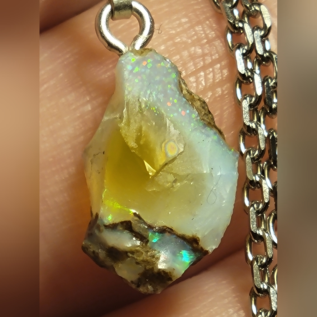 Natural Welo Mines Opal - 925 Sterling Silver Bail - Flashy Pendant Only